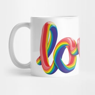 Love 3D Text Lettering Rainbow Gay Pride Flag Mug